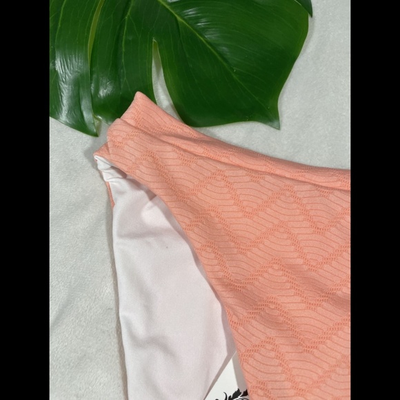 NEW Becca Chevron French Cut Bikini Bottoms in Salmon Pink [‎ Medium ] - Picture 8 of 12